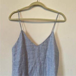 Reformation Striped Carmen Midi Linen Dress